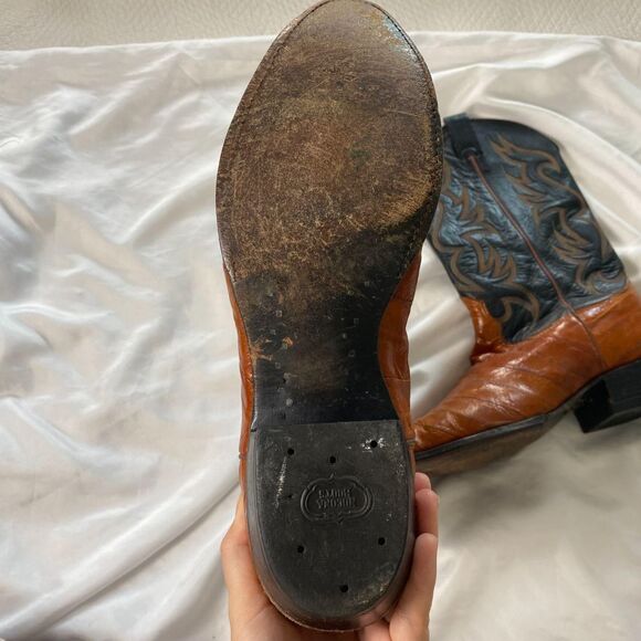Vintage Nocona Eel Leather Dual Tone Cowboy Boots | USA Made | Exotic 10.5 MENS main image 8